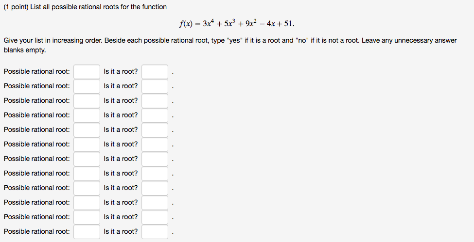 the possible rational roots are 1 3 5 9 15 and 45