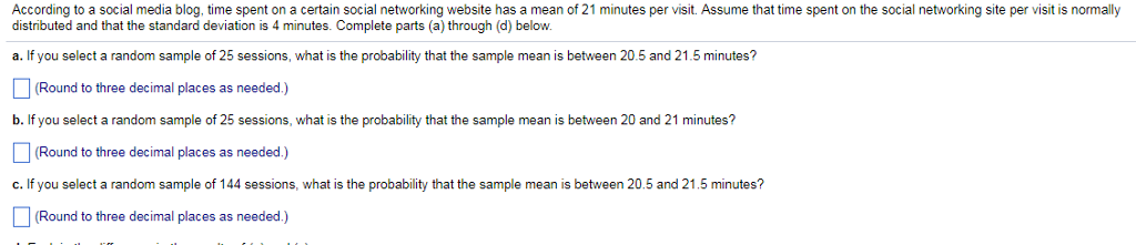 Solved According To A Social Media Blog, Time Spent On A | Chegg.com