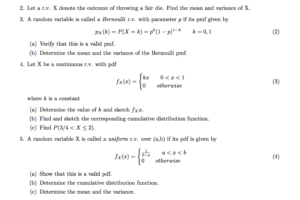 Solved Let A R.v. X Denote The Outcome Of Throwing A Fair 