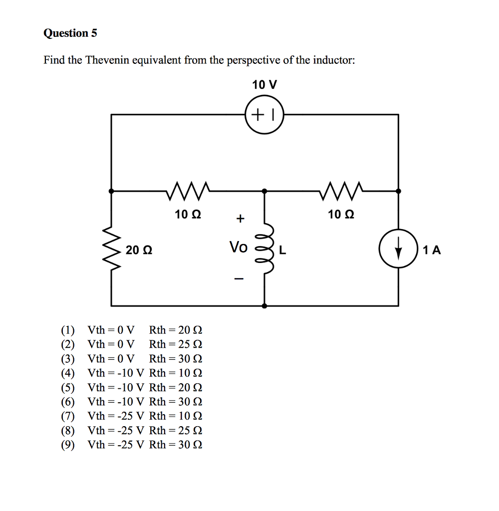 Solved Question 5 Find the Thevenin equivalent from the | Chegg.com