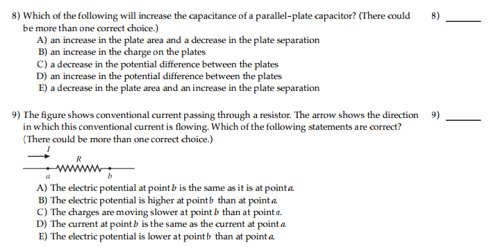 Solved Which of the following will increase the capacitance | Chegg.com