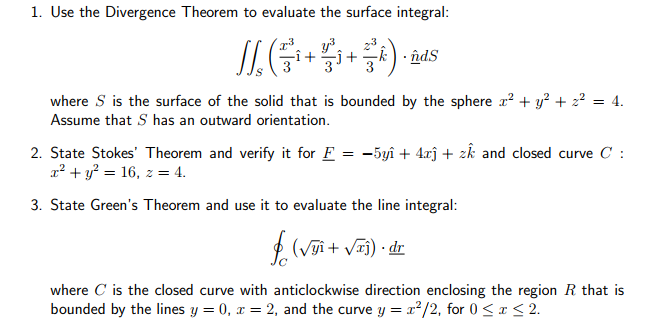 Solved 1 Use The Divergence Theorem To Evaluate The Surface