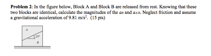 Solved In The Figure Below, Block A And Block B Are Released | Chegg.com