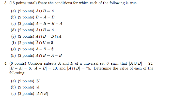 Solved State The Conditions For Which Each Of The Following | Chegg.com