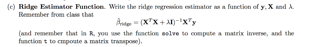Solved Choosing the ridge regression tuning parameter | Chegg.com