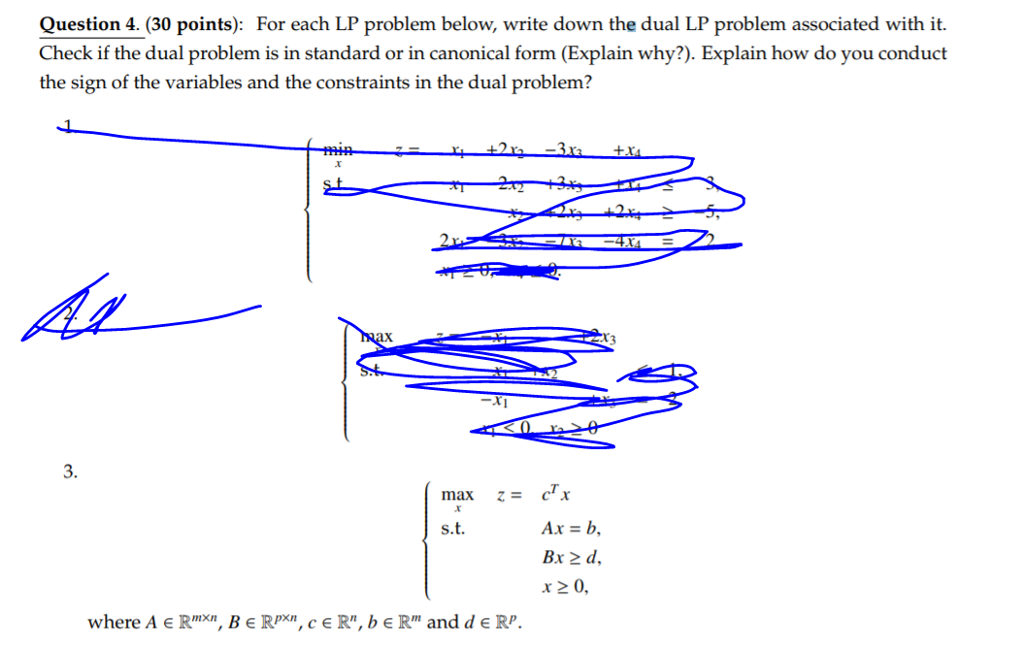 Solved A 15 Points Write Down The Dual Lp For The Or Cheggcom