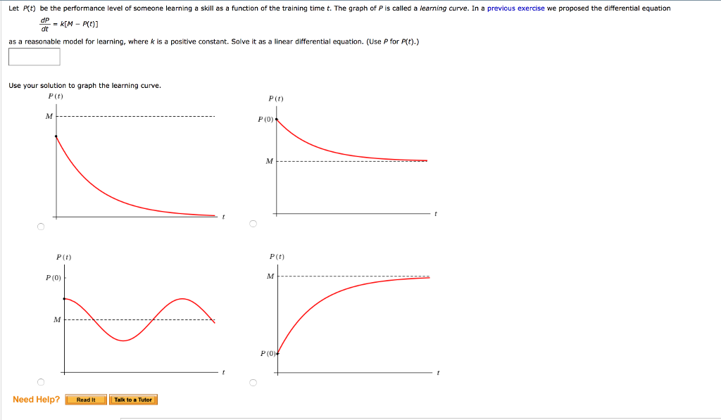 Solved Let P (t) be the performance level of someone | Chegg.com