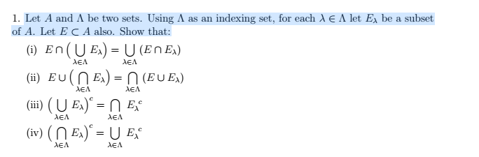 Solved Let A And Lambda Be Two Sets. Using Lambda As An | Chegg.com