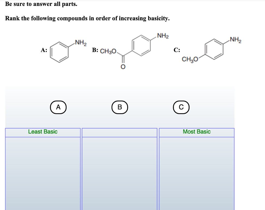 Solved Be Sure To Answer All Parts. Rank The Following | Chegg.com