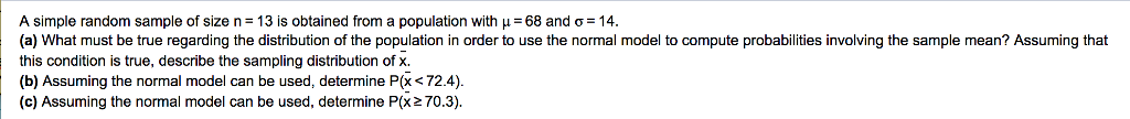 Solved A simple random sample of size n = 13 is obtained | Chegg.com