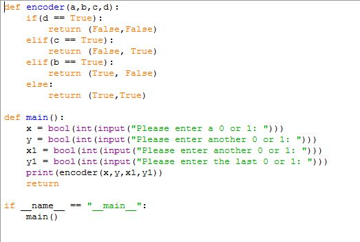 Solved This is the simulation of a 4-2 Encoder in Python | Chegg.com