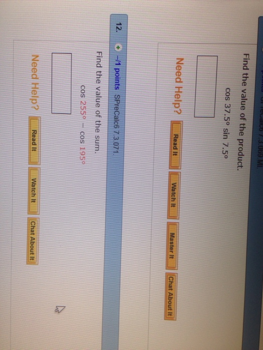 find value of cos 75 degree