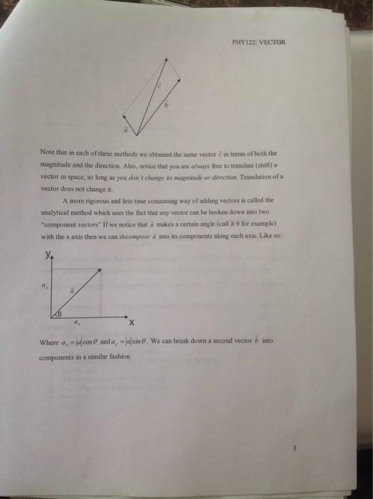 Physics lab (vectors) Note Only consider the last
