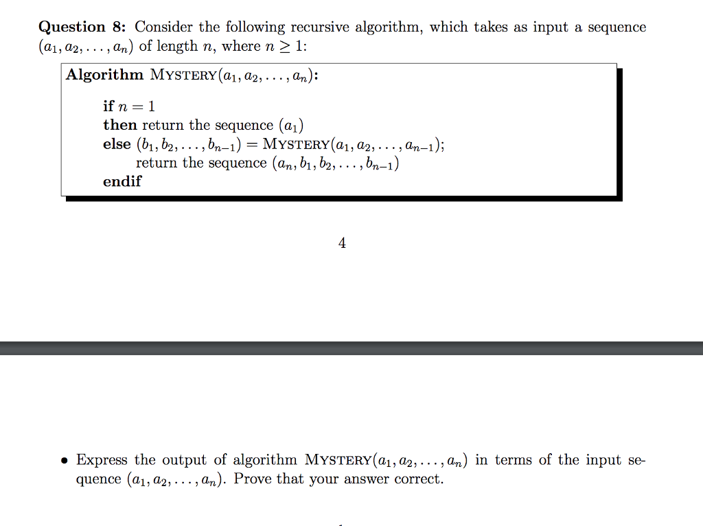 Solved Question 8: Consider The Following Recursive | Chegg.com