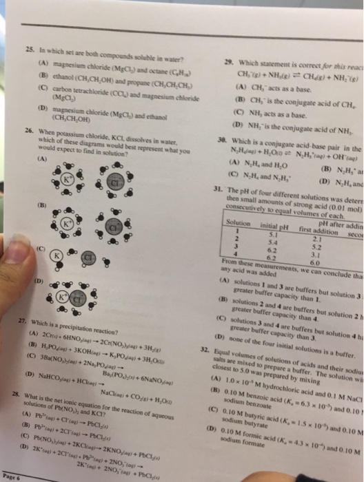 Solved In which set are both compounds soluble in water? | Chegg.com