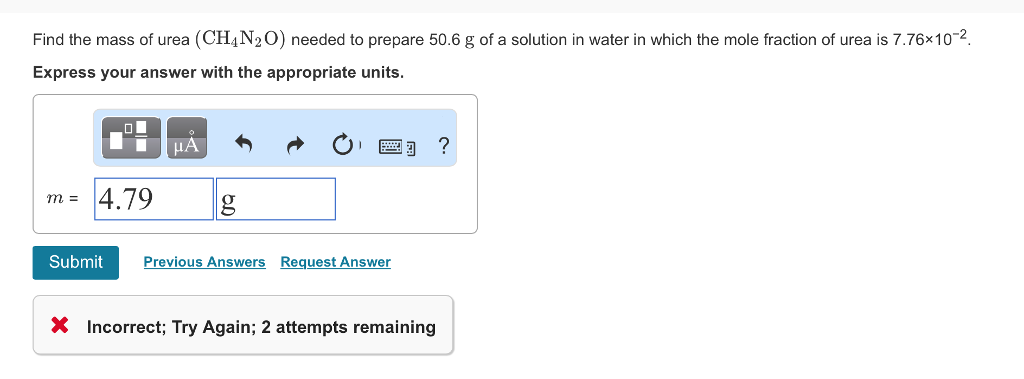 solved-find-the-mass-of-urea-ch4n2o-needed-to-prepare-50-6-chegg