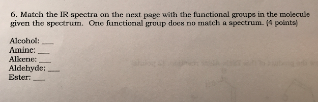 Solved 6. Match the IR spectra on the next page with the | Chegg.com