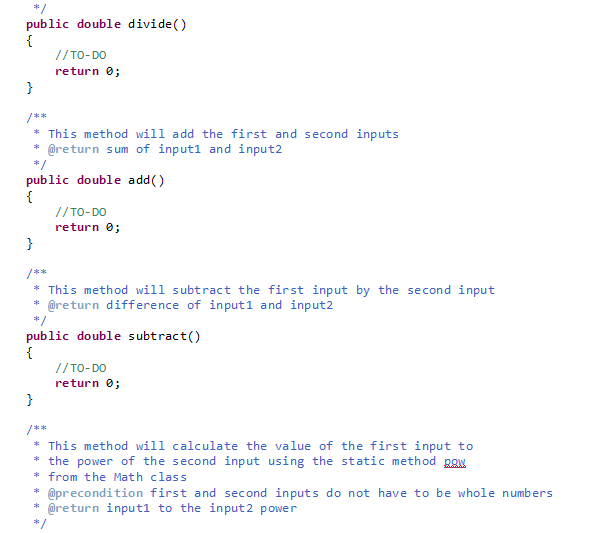 Solved making up a calculator by filling up the Calculator | Chegg.com