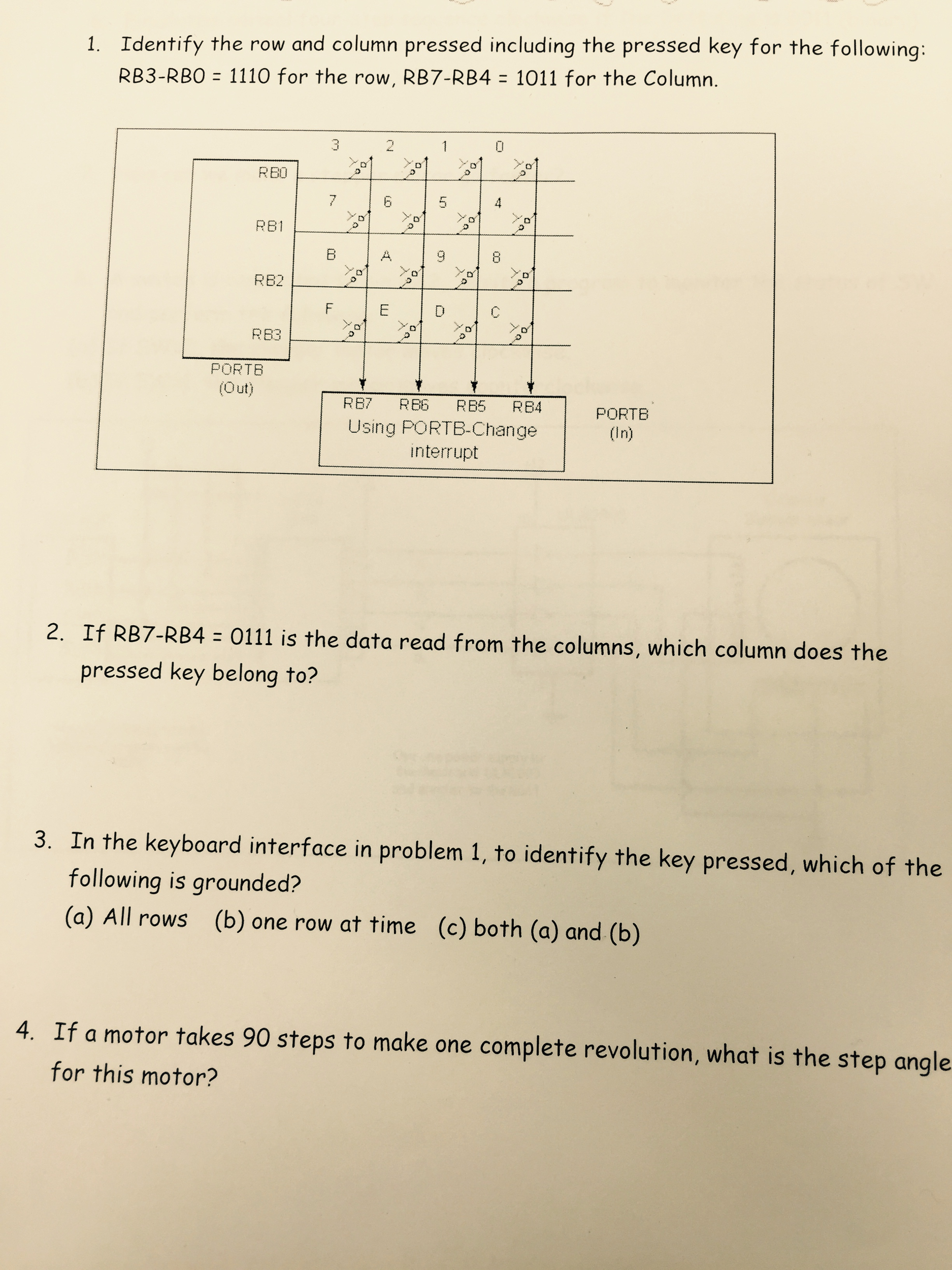 1. Identify the row and column pressed including the Chegg