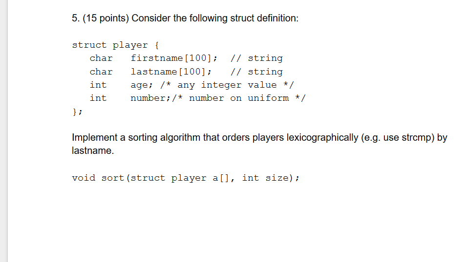 Solved Consider the following struct definition: struct | Chegg.com