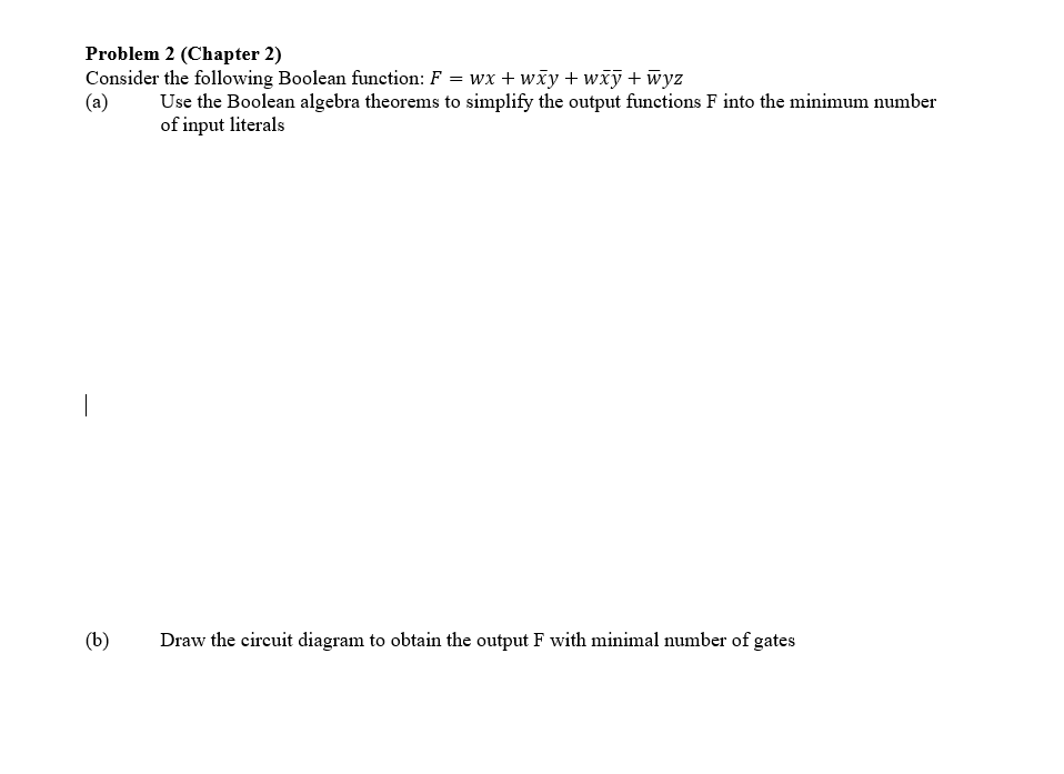 Solved Problem 2 (Chapter 2) Consider The Following Boolean | Chegg.com