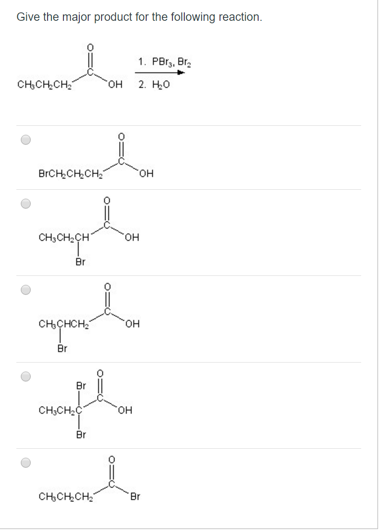 Solved Give The Major Product For The Following Reaction. 1. | Chegg.com