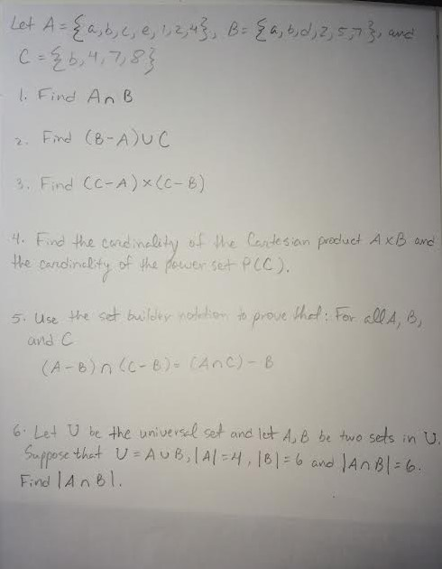 Discrete Mathematics Let A={a,b,c,e,1,2,4}, | Chegg.com