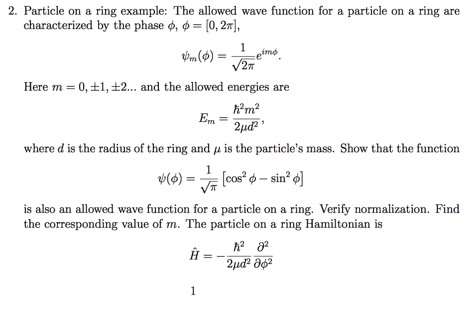 Solved Particle on a ring example: The allowed wave function | Chegg.com