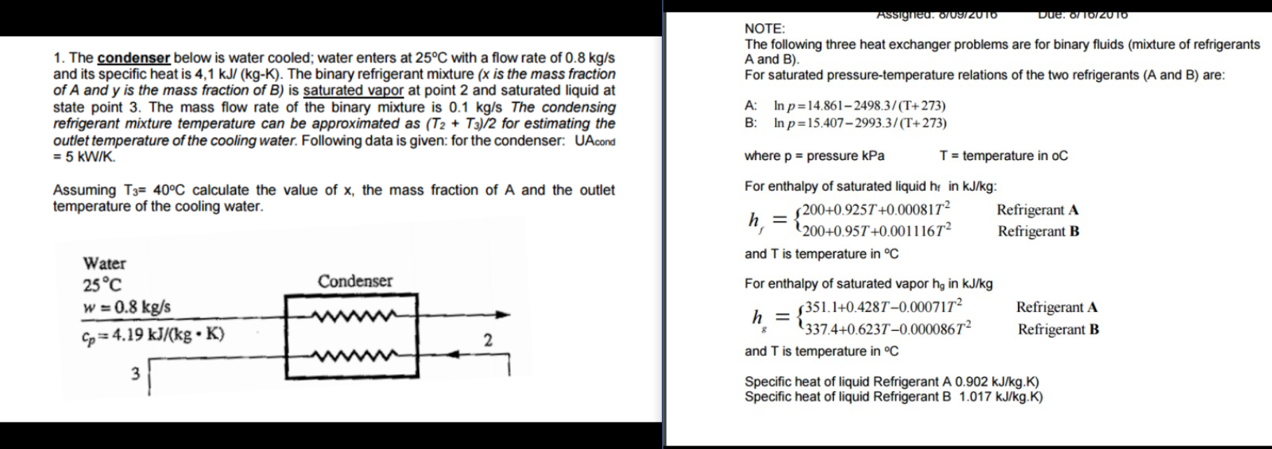 Solved The condenser below is water cooled; water enters at
