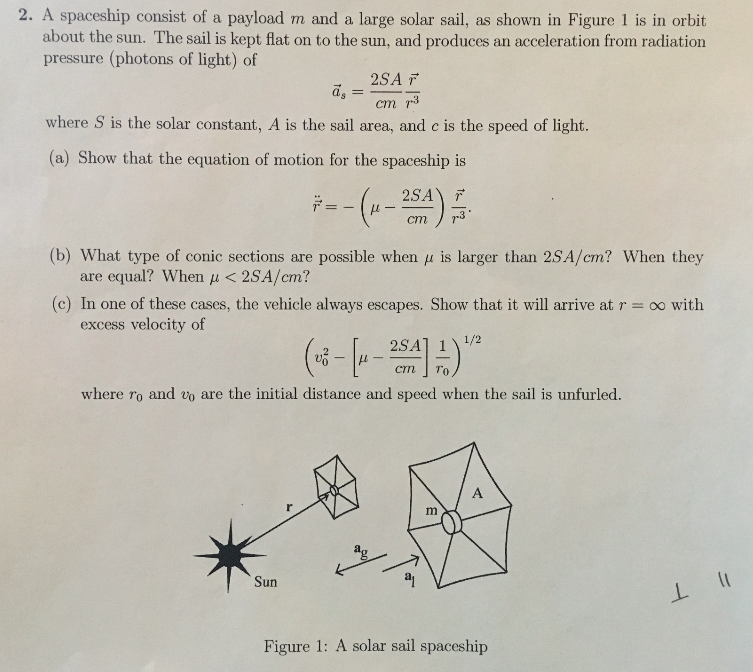 A spaceship consist of a payload m and a large solar | Chegg.com