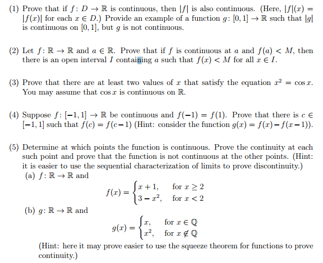 Prove That If F D Rightarrow R Is Continuous Then Chegg Com