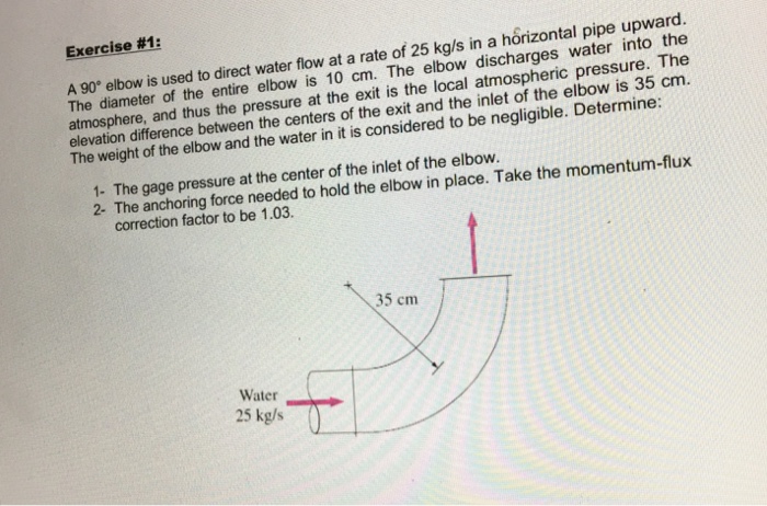 Solved A 90 degree elbow is used to direct water flow at a | Chegg.com