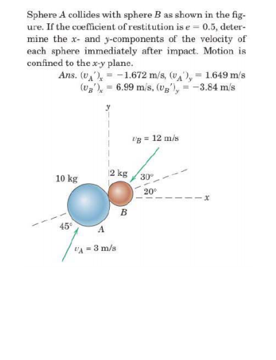 Solved Sphere A Collides With Sphere B As Shown In The | Chegg.com