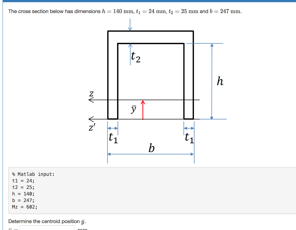 Solved The cross section below has dimensions h 140 mm, ti | Chegg.com