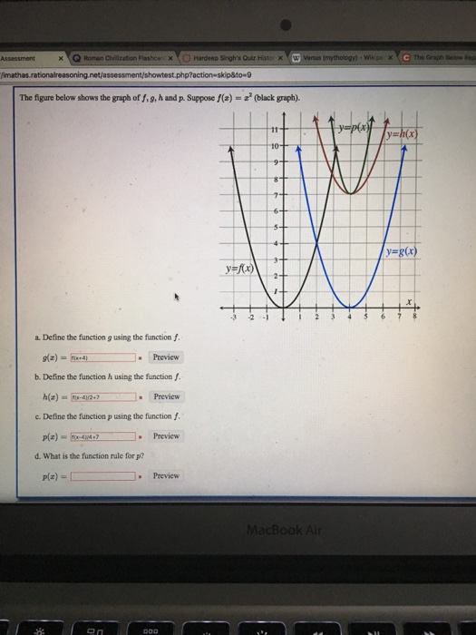 Solved The figure below shows the graph of f, g, h and p. | Chegg.com