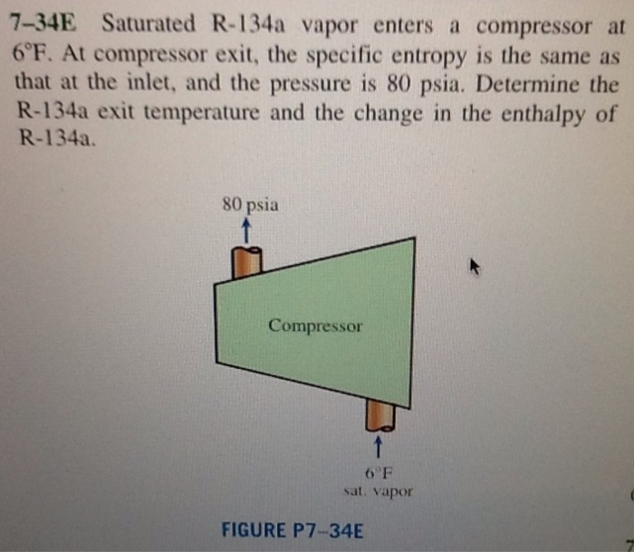 Solved 734E Saturated R134a vapor enters a compressor at 6