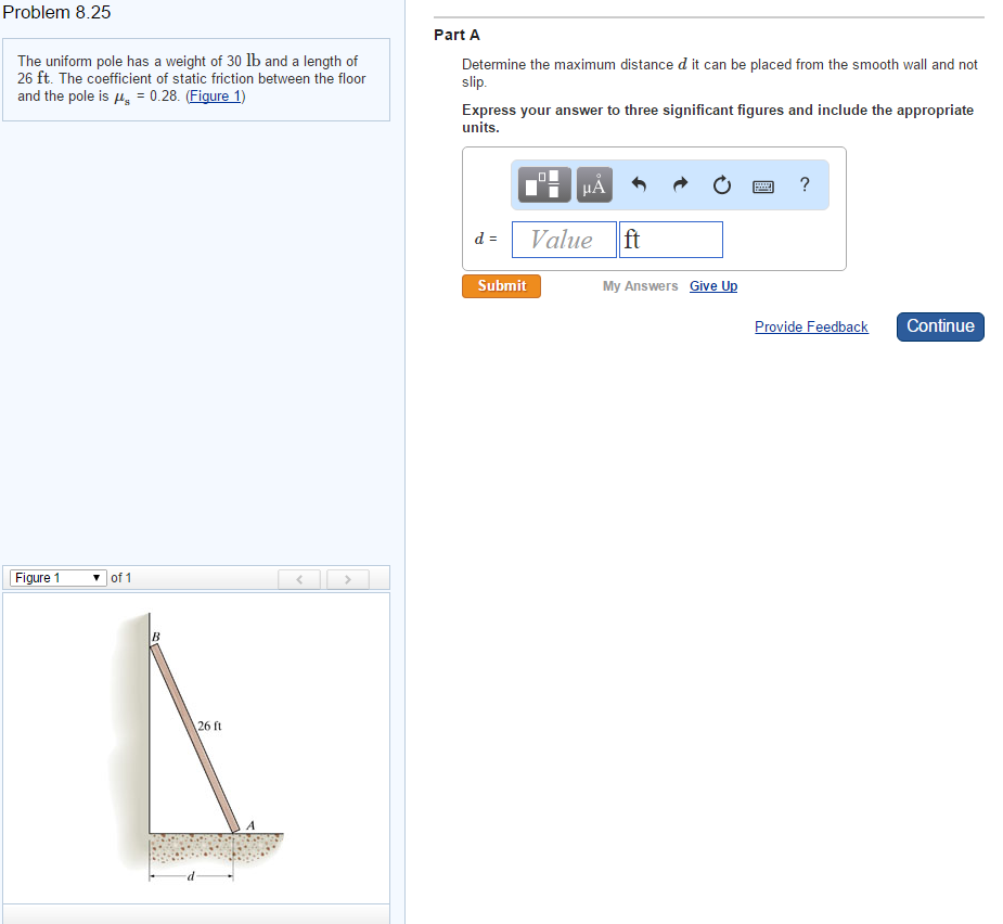 Solved The uniform pole has a weight of 30 lb and a length