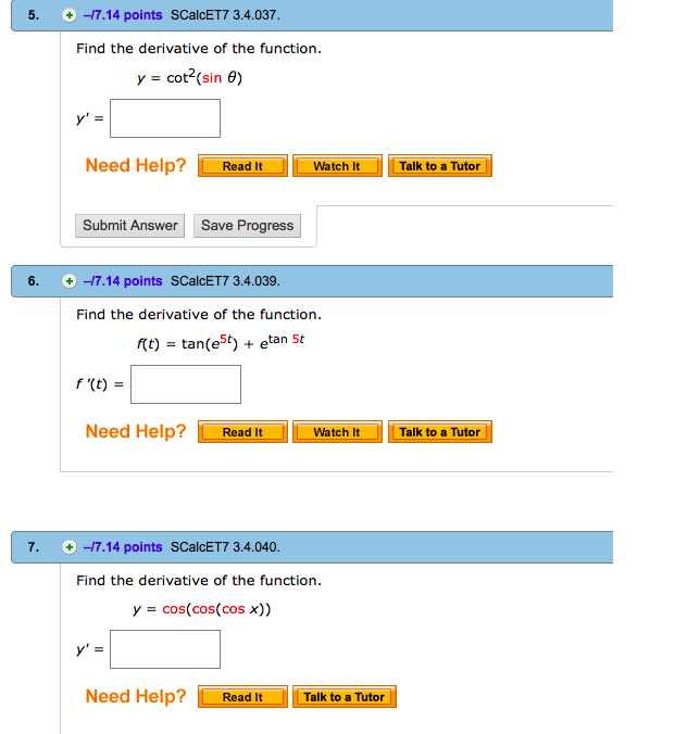 find the derivative of the function y cot 2 sin θ ))