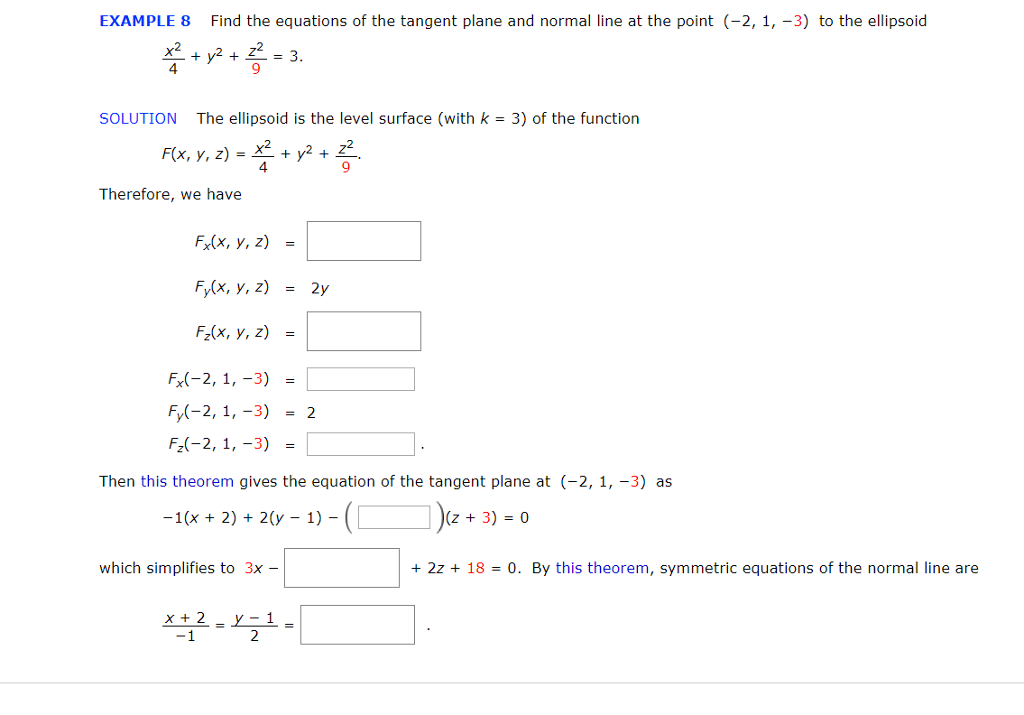 Solved EXAMPLE 8 Find the equations of the tangent plane and | Chegg.com