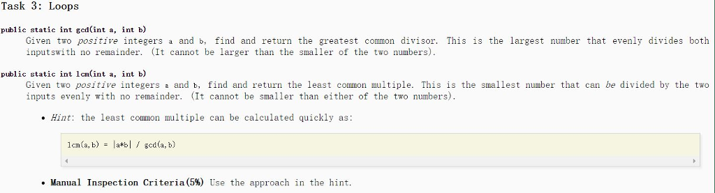 Solved Task 3: Loops public static int ged(int a, int b) | Chegg.com