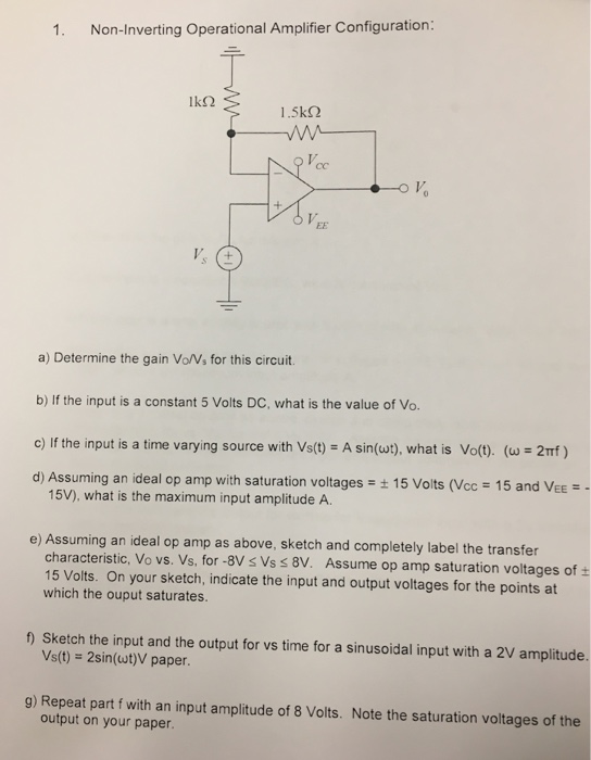 Solved NonInverting Operational Amplifier Configuration