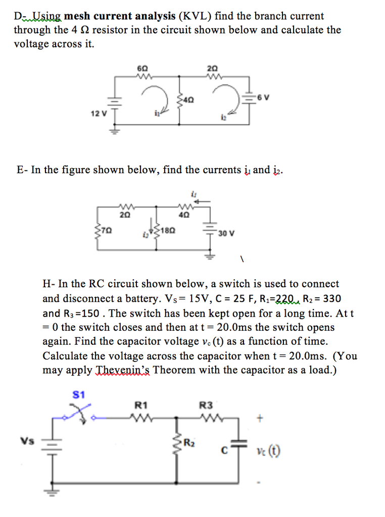 Solved Using mesh current analysis (KVL) find the branch | Chegg.com