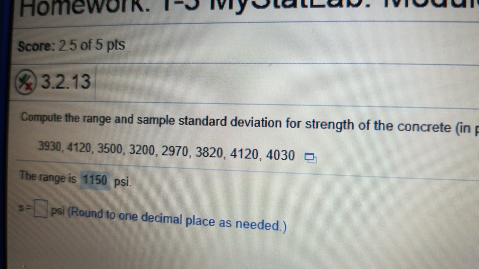 Solved compute the range and sample standard deviation for