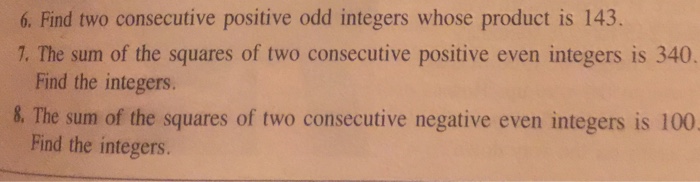 Two Consecutive Positive Odd Integers