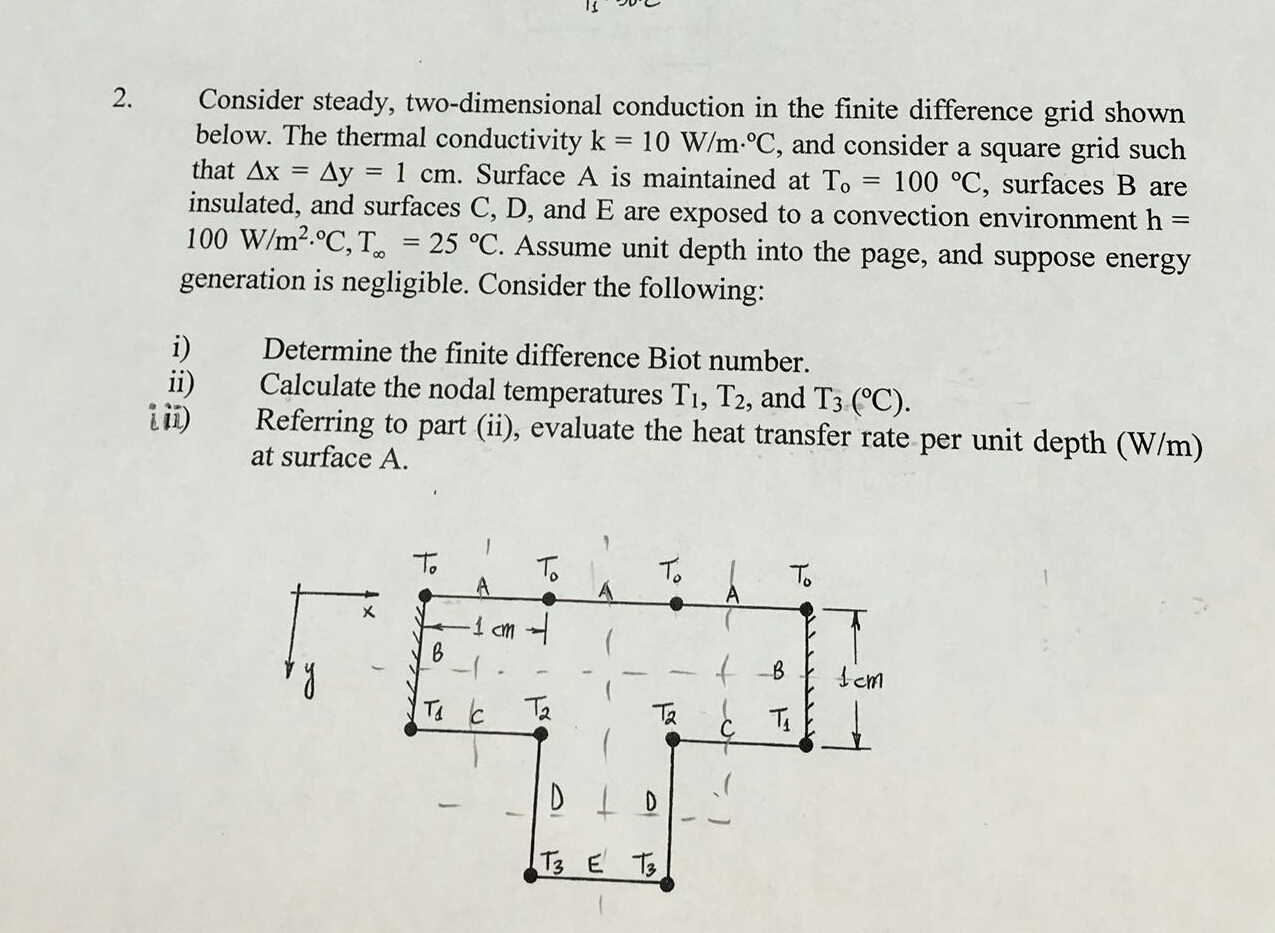 Consider Steady, Two-dimensional Conduction In The | Chegg.com