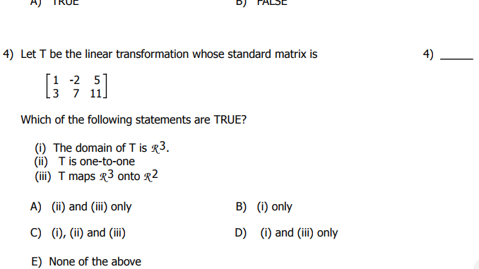 Solved Let T be the linear transformation whose standard | Chegg.com