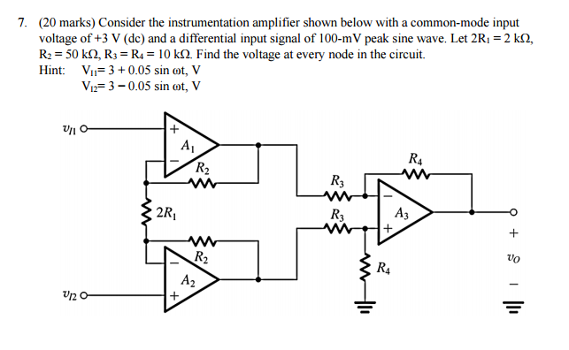Solved Consider the instrumentation amplifier shown below | Chegg.com