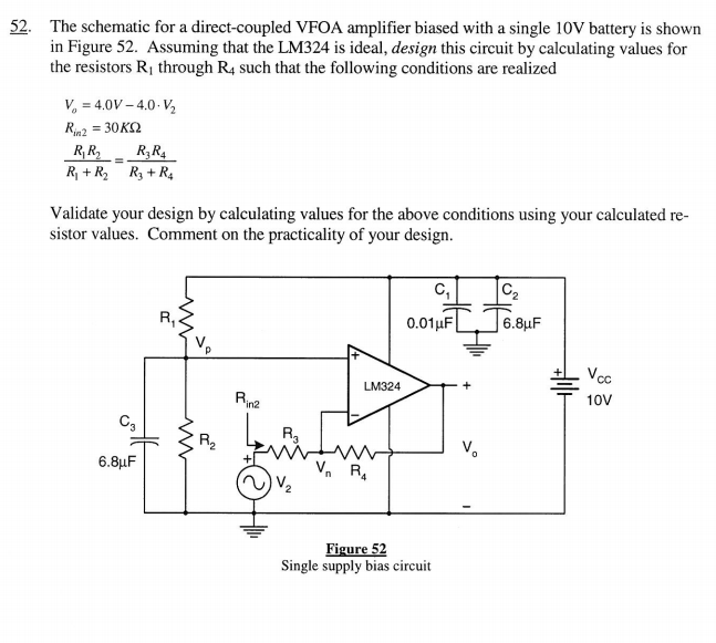 The schematic for a directcoupled VFOA amplifier