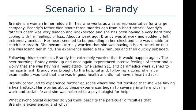 Solved Scenario 1 - Brandy Brandy is a woman in her middle | Chegg.com