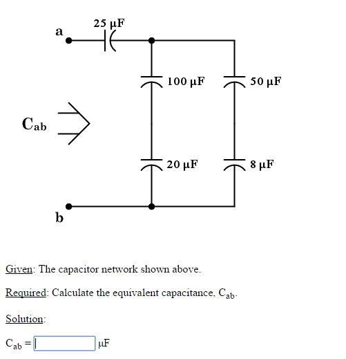 Solved The capacitor network shown above. Calculate the